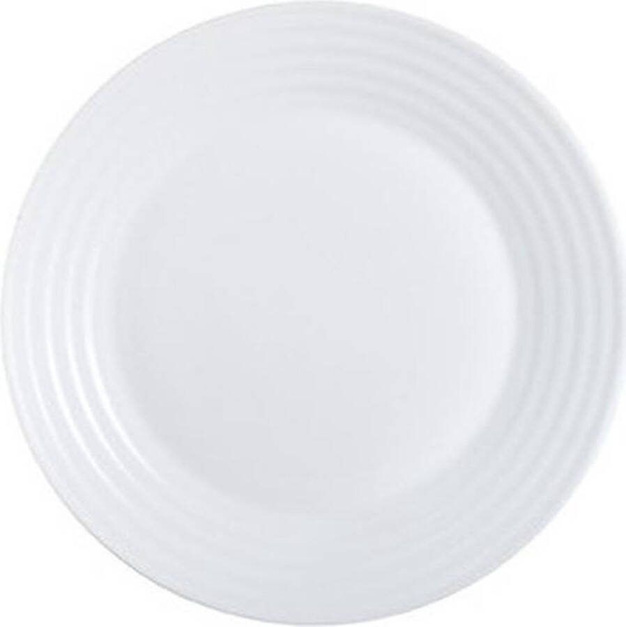 Luminarc 24x stuks Dessert gebaksbordjes wit glas 19 cm Kleine glazen bordjes Tafel dekken