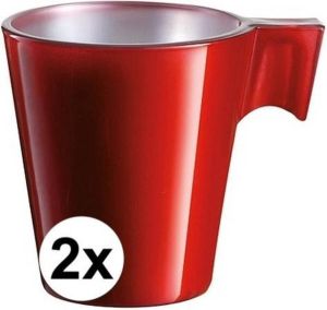 Luminarc 2x Espresso kopje rood koffiekopje 80 ml
