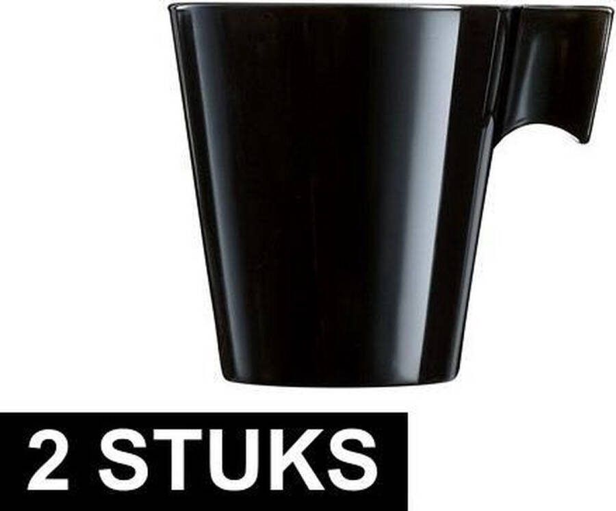 Luminarc 2x Lungo koffie espresso bekers zwart Zwarte koffiekopjes Cafe Lungo
