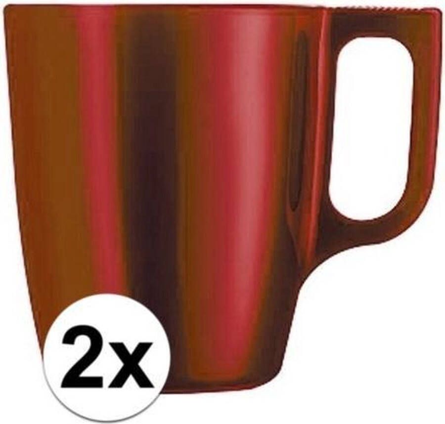 Luminarc 2x Rode koffie bekers mokken 250 ml