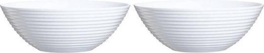 Luminarc 2x Salade schalen slakommen van wit glas 27 cm Schalen en kommen Keuken accessoires