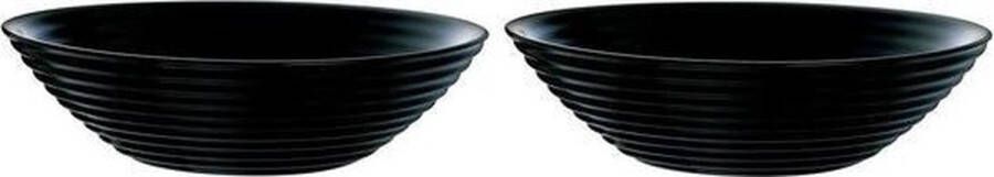 Luminarc 2x Salade schalen slakommen van zwart glas 27 cm Schalen en kommen Keuken accessoires
