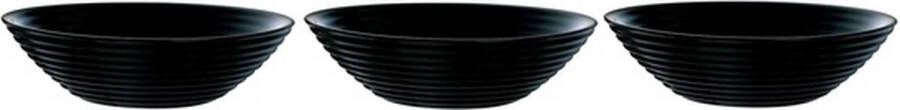 Luminarc 3x Salade schalen slakommen van zwart glas 27 cm Schalen en kommen Keuken accessoires