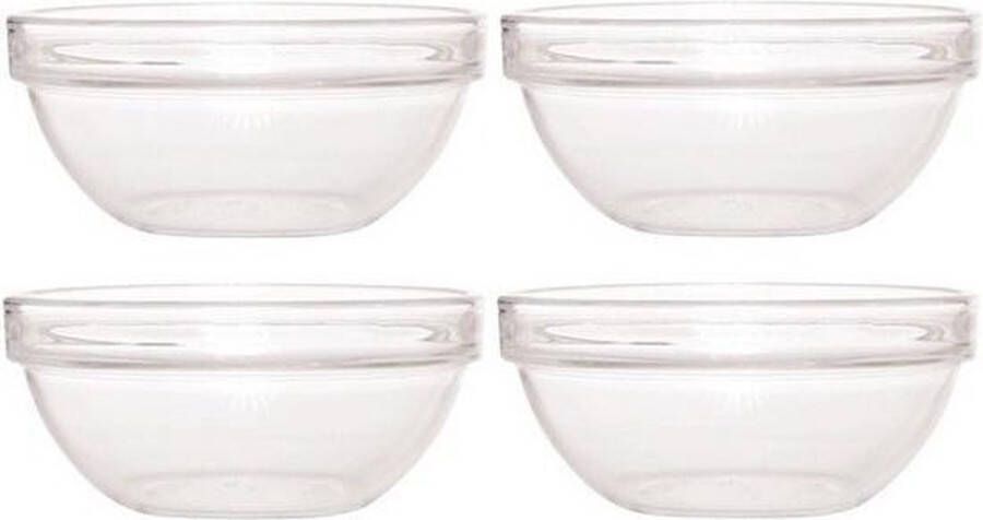 Luminarc 4x Salade schaaltjes slakommetjes van glas 12 cm Schalen en kommen Keuken accessoires