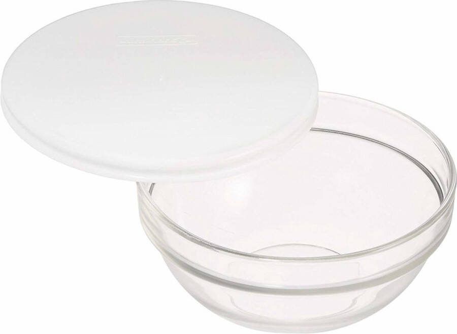 Luminarc 4x stuks glazen schalen kommetjes met deksel 20 cm Sla salade serveren Schalen kommen van glas
