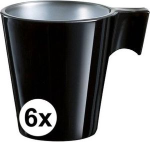 Luminarc 6x Espresso kopjes zwart koffiekopje 80 ml
