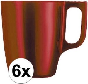 Luminarc 6x Rode koffie bekers mokken 250 ml
