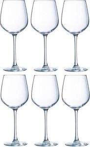 Luminarc 6x Wijnglazen transparant 310 ml Wijnglas witte wijn op voet 6 stuks