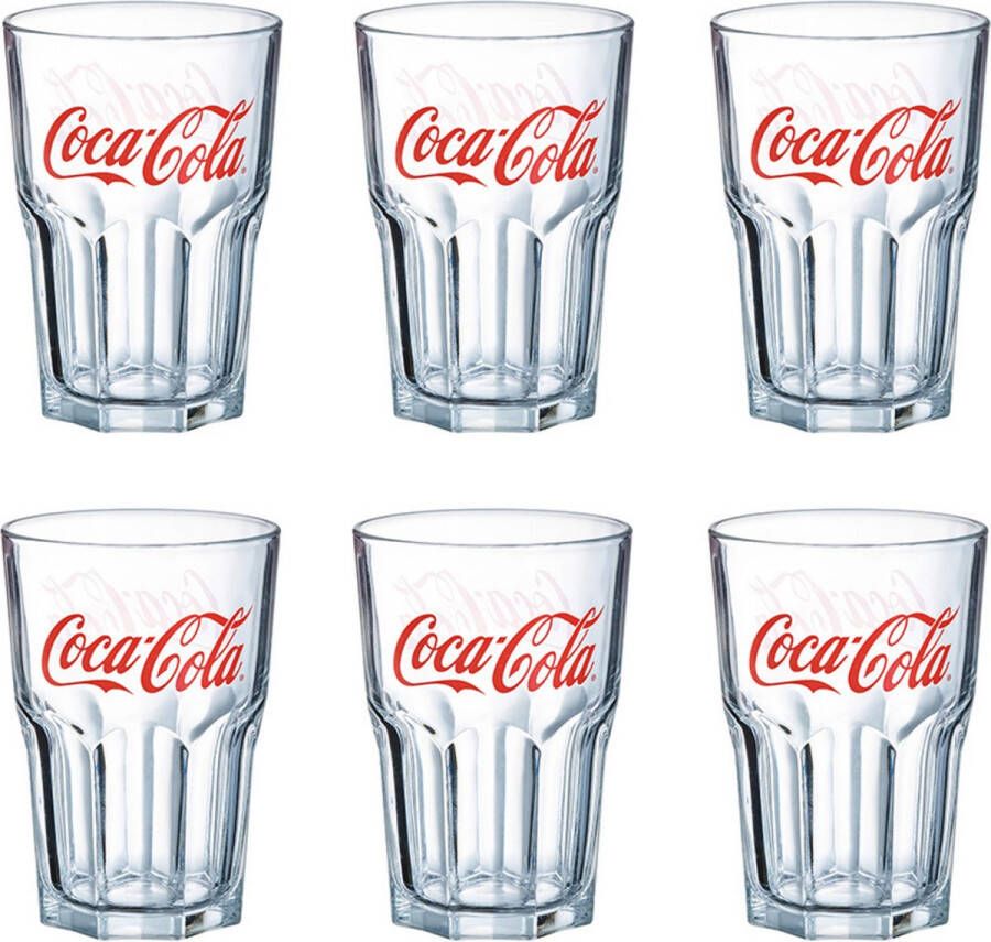 Luminarc Coca Cola Tumbler Drinkglazen Waterglazen met opdruk 40 cl 6 stuks