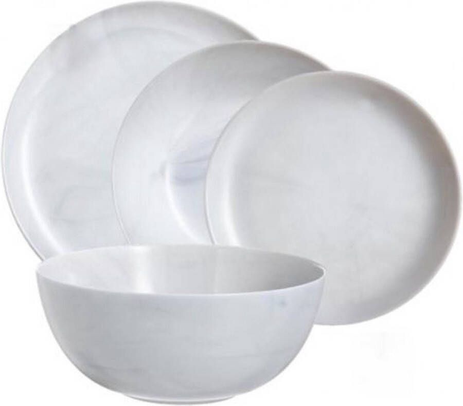 Luminarc Diwali Marble Serviesset 19 delig 6 persoons Graniet Marmer Look Cadeau voor man Cadeau voor vrouw Kerstcadeau