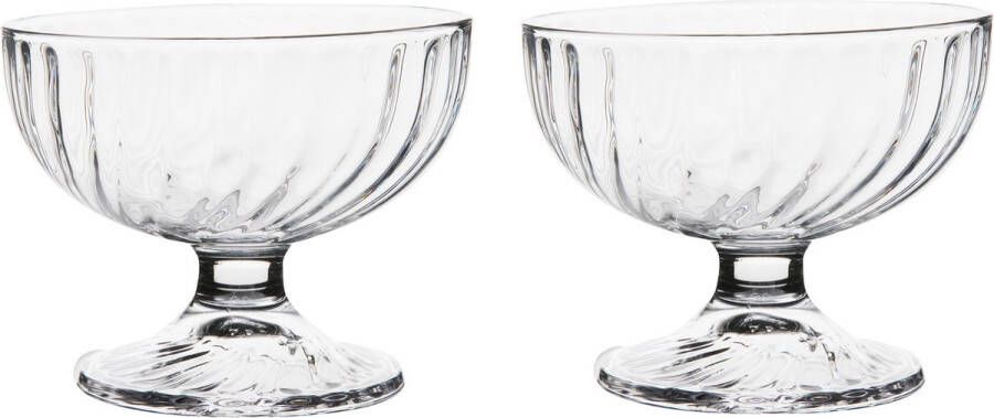 Luminarc Set van 2x stuks ijs sorbet coupes op voet van glas 380 ml IJscoupe glazen schaaltjes