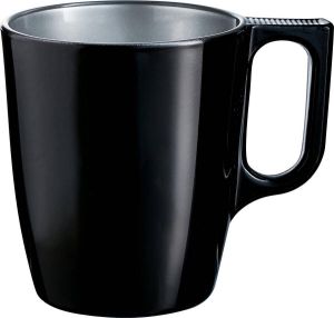 Luminarc Koffiekopjes bekers zwart 250 ml Koffie thee kopjes van keramiek
