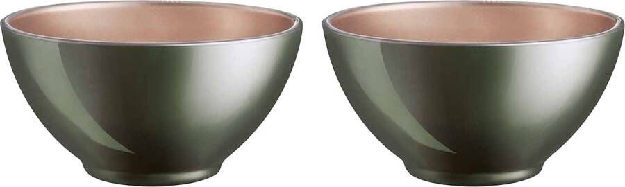Luminarc Kommetjes soepkommen schaaltjes voor dessert ontbijt 2x Glas D13 x 6 cm donkergroen