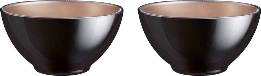 Luminarc Kommetjes soepkommen schaaltjes voor dessert ontbijt 2x Glas D13 x 6 cm zwart