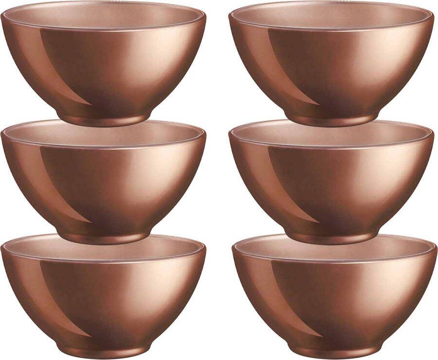 Luminarc Kommetjes soepkommen schaaltjes voor dessert ontbijt 6x Glas D13 x 6 cm koper