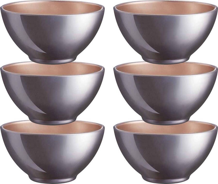 Luminarc Kommetjes soepkommen schaaltjes voor dessert ontbijt 6x Glas D13 x 6 cm lila paars