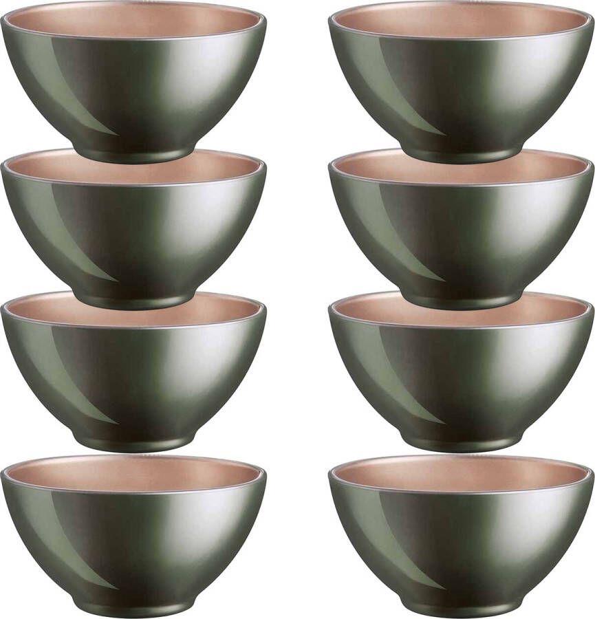 Luminarc Kommetjes soepkommen schaaltjes voor dessert ontbijt 8x Glas D13 x 6 cm donkergroen