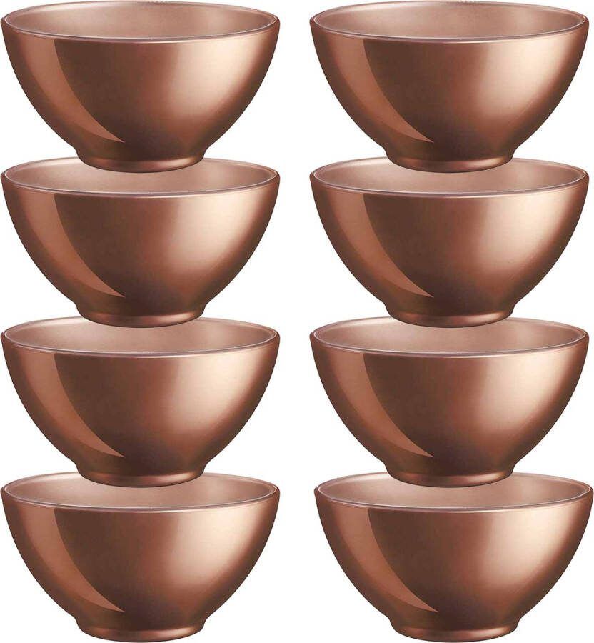 Luminarc Kommetjes soepkommen schaaltjes voor dessert ontbijt 8x Glas D13 x 6 cm koper