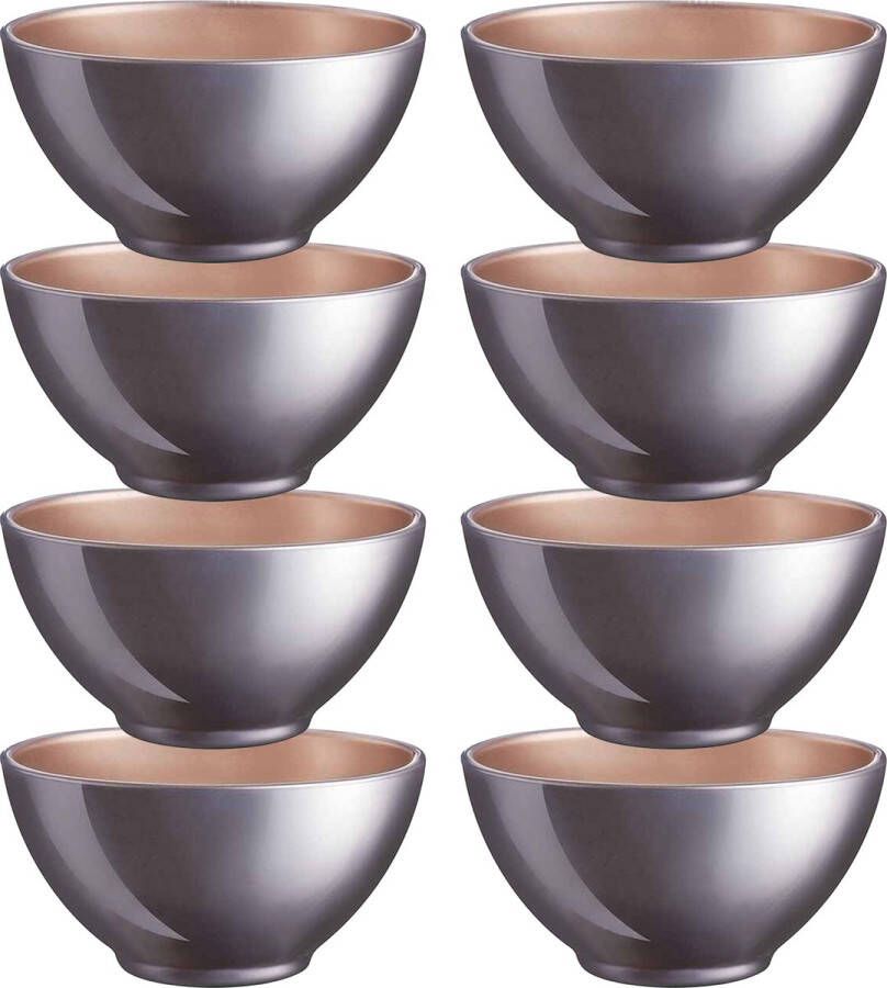 Luminarc Kommetjes soepkommen schaaltjes voor dessert ontbijt 8x Glas D13 x 6 cm lila paars