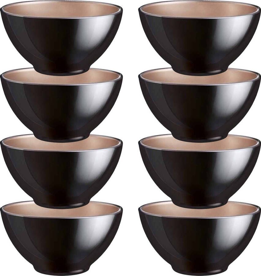 Luminarc Kommetjes soepkommen schaaltjes voor dessert ontbijt 8x Glas D13 x 6 cm zwart