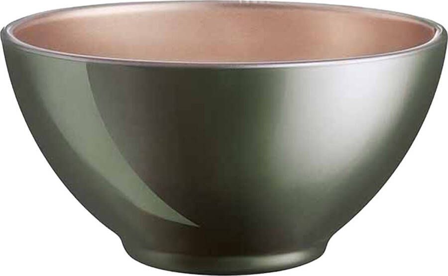 Luminarc Kommetjes soepkommen schaaltjes voor dessert ontbijt Glas D13 x 6 cm donkergroen Luxe metallic finish