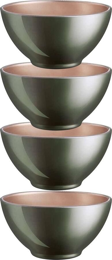 Luminarc Kommetjes soepkommen schaaltjes voor dessert ontbijt 4x Glas D13 x 6 cm donkergroen
