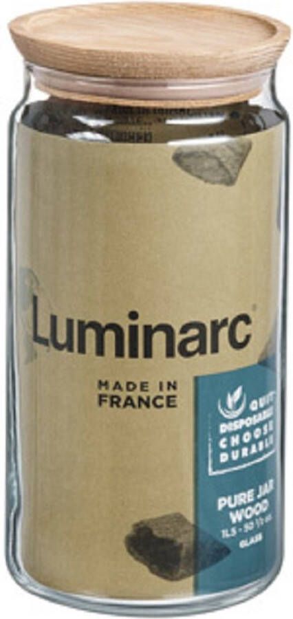 Luminarc Pure Jar Voorraadpot met Houten Deksel 1 5L Glas (Set van 3)