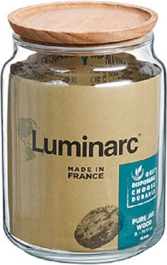 Luminarc Pure Jar Voorraadpot met Houten Deksel 2Liter (Set van 3)