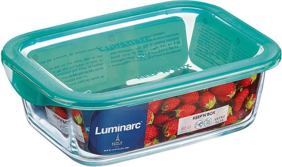 Luminarc Rechthoekige lunchbox met deksel Keep'n Lagon Turkoois 1 97 l 22 x 15 6 x 7 2 cm Glas (6 Stuks)