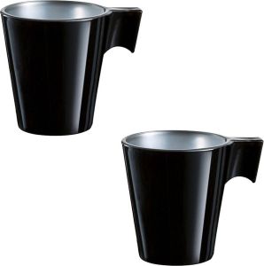 Luminarc Set van 10x stuks espresso koffie kopjes zwart 80 ml Koffie bekers metallic finish