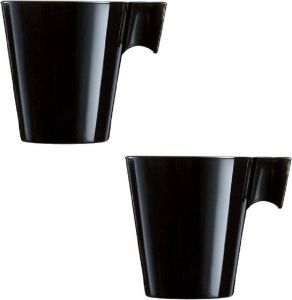 Luminarc Set van 10x stuks lungo koffie espresso bekers mokken kopjes zwart 220 ml luxe bekers van keramiek