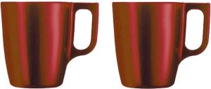 Luminarc Set van 12x stuks koffie mokken bekers metallic rood 250 ml Keraniek Luxe mokken