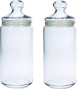 Luminarc Set van 2x stuks voorraadpotten bewaarpotten 1500 ml glas met glazen deksel? Voorraadbussen
