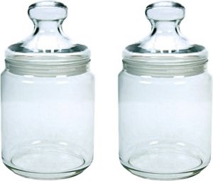 Luminarc Set van 2x stuks voorraadpotten bewaarpotten 750 ml glas met glazen deksel? Voorraadbussen
