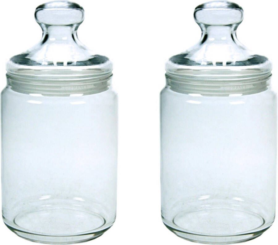 Luminarc Set van 4x stuks voorraadpotten bewaarpotten 1000 ml glas met glazen deksel? Voorraadbussen