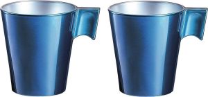 Luminarc Set van 6x stuks espresso kopjes bekers donkerblauw 80 ml Koffiekopjes van keramiek