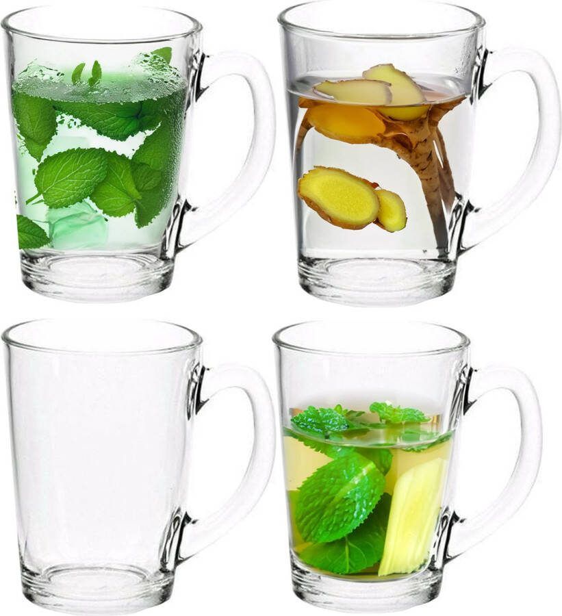 Luminarc Theeglas 4x transparant glas 8 x 8 x 11 cm 320 ml hittebestendig
