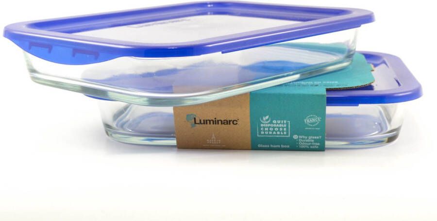 Luminarc Vershoudbakjes Glas Lunchboxen Diepvriesbakjes Vershouddoos Vershoudbakjes Set Glazen Bakjes Voedselcontainer Magnetron Bakjes Met Deksel 1500ml 2 Stuks BPA vrij