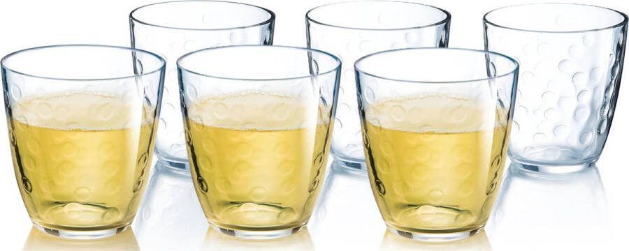 Luminarc Waterglazen 12x stuks bolletjesmotief glas 250 ml spaglazen drinkglazen