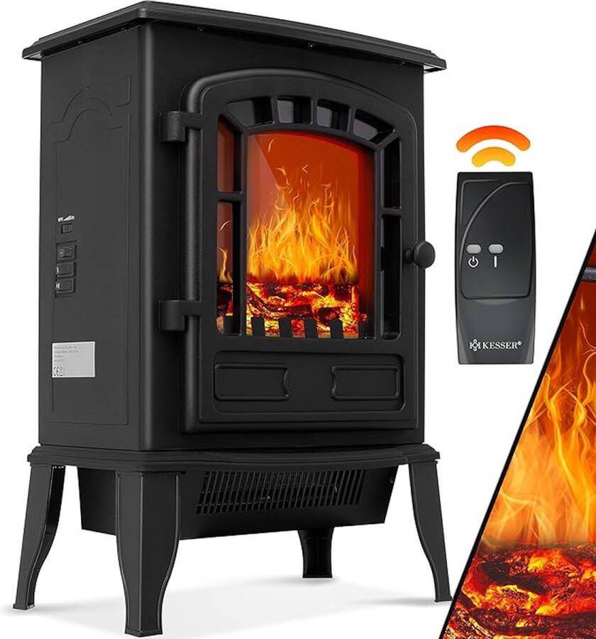 Luminart Home Elektrische open haard met ventilatorkachel en afstandsbediening 2000 W elektrische verwarming led-haardvuureffect kachel vlameffect geluidsarm regelbaar zwart