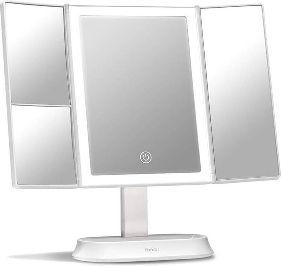 Luminart Home Het beste Valentijnscadeau voor haar- Make-up Spiegel met Natuurlijke LED Licht en 5x & 7x Vergroting Vierdelige Makeup Mirror met dimbare Verlichting Touch Screen Stand (Wit)