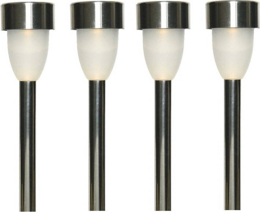 Lumineo 15x Buiten tuin LED RVS steker Nova solar verlichting 26 cm Tuinverlichting Tuinlampen Solarlampen op zonne-energie