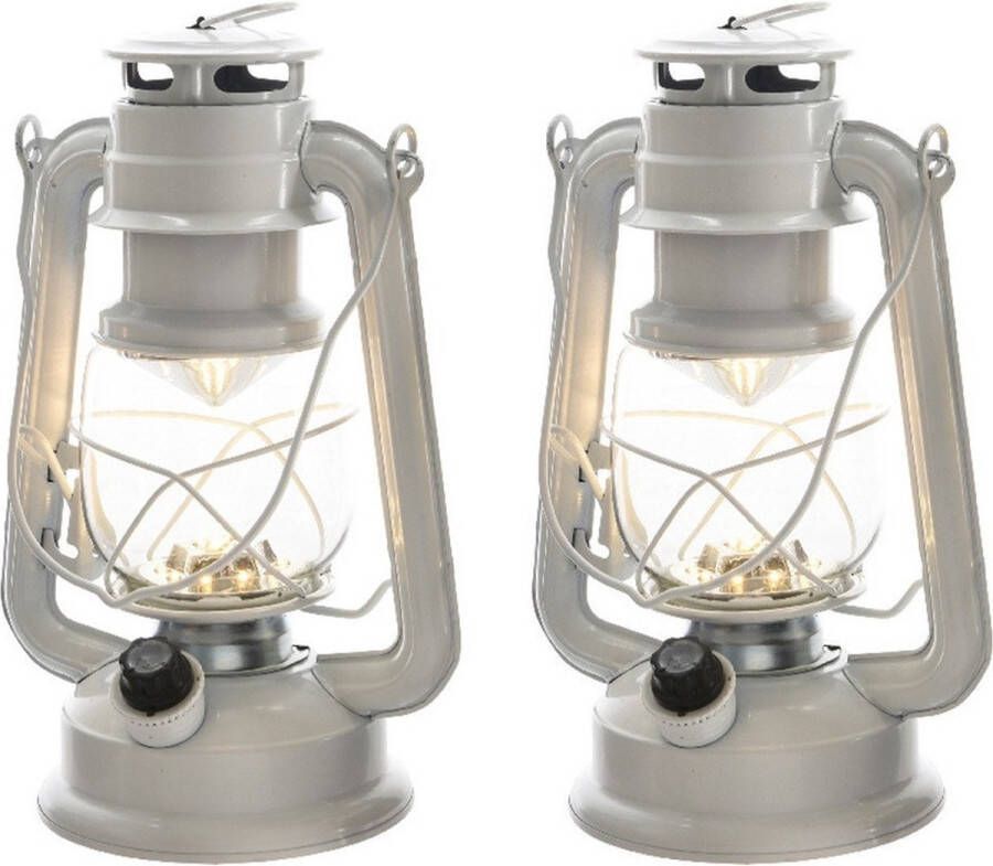 Lumineo 3x stuks witte LED licht stormlantaarn 24 cm Campinglamp campinglicht Warm witte LED lamp