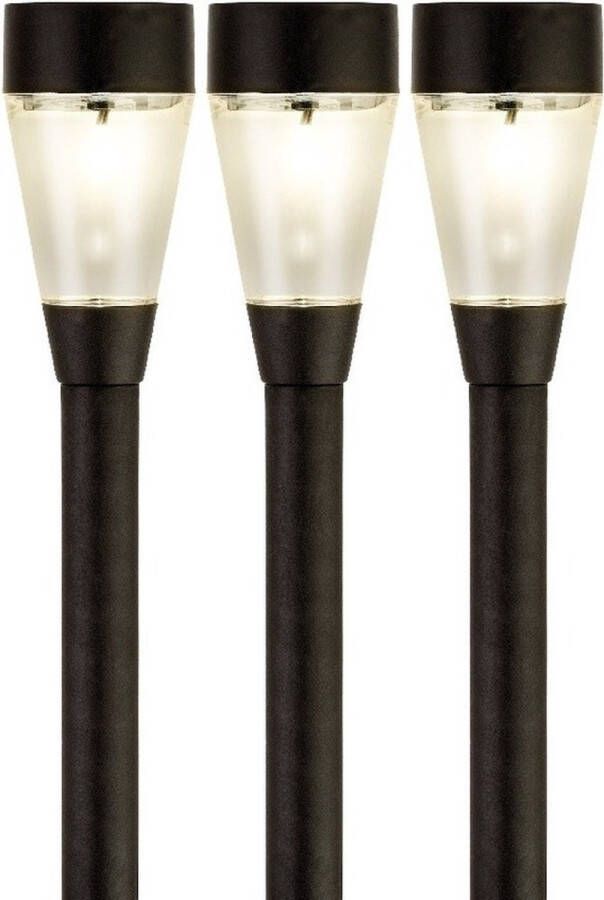 Lumineo 5x Buiten tuin LED zwarte stekers Jive solar verlichting 32 cm Tuinverlichting Tuinlampen Solarlampen op zonne-energie