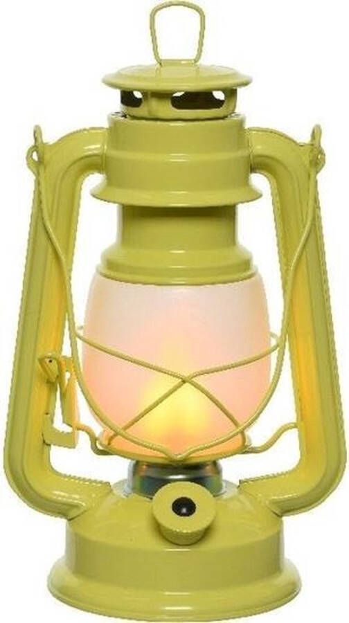 Lumineo Gele LED licht stormlantaarn 24 cm met vlam effect Campinglamp campinglicht Vuur LED lamp
