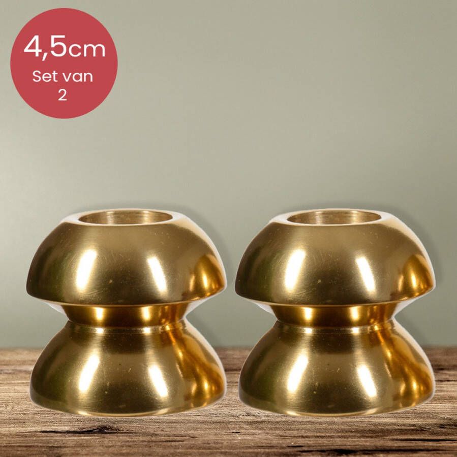 Lumineo Gouden aluminium duo kandelaars voor 2 kaarsen 9 5 cm kerstdecoratie kerst luxe theelichthouder voor kaarsjes