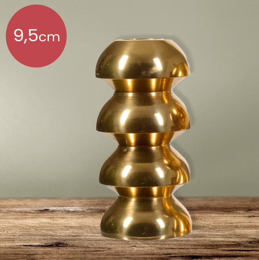 Lumineo Gouden aluminium ribbel kandelaar voor 1 kaars 9 5 cm kerstdecoratie kerst luxe theelichthouder voor kaarsjes