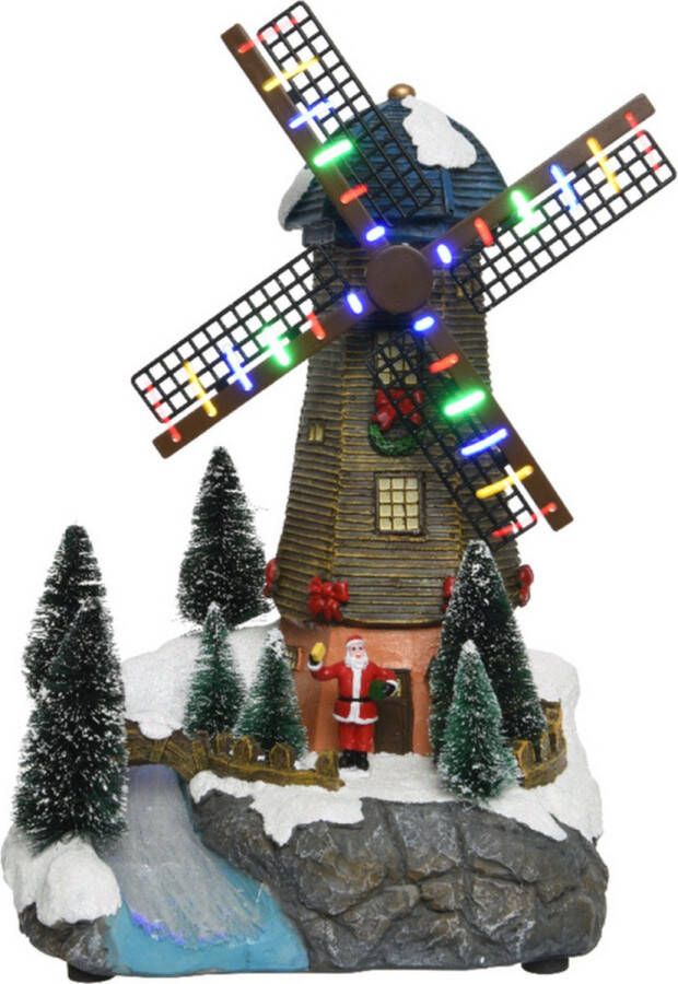 Lumineo kerstdorp molen draaiende wieken en verlichting