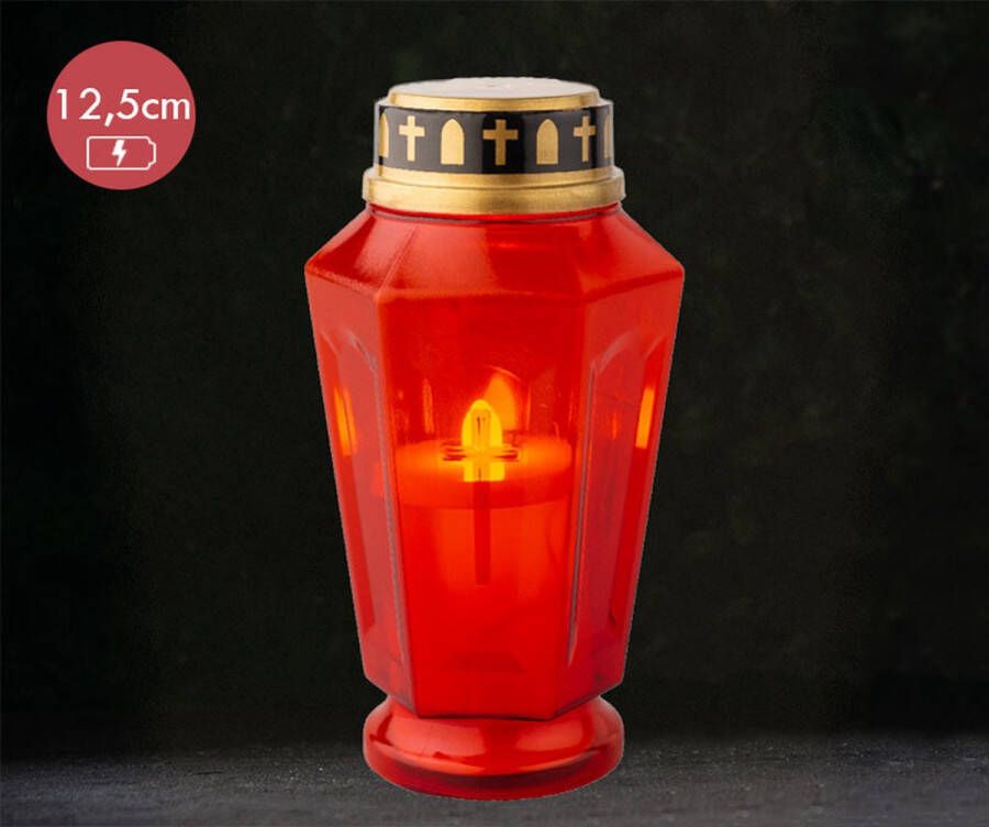 Lumineo LED grafkaars rood met vlam-effect voor buiten