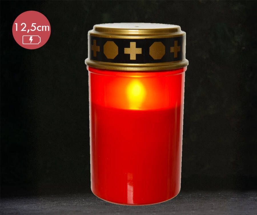 Lumineo LED grafkaars rood voor buiten met vlam-effect 12 5cm